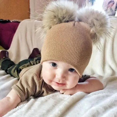 AU STock Kids Baby Boy Girl Pom Hat Winter Warm Crochet Knit Bobble Beanie Cap | Детская одежда и обувь