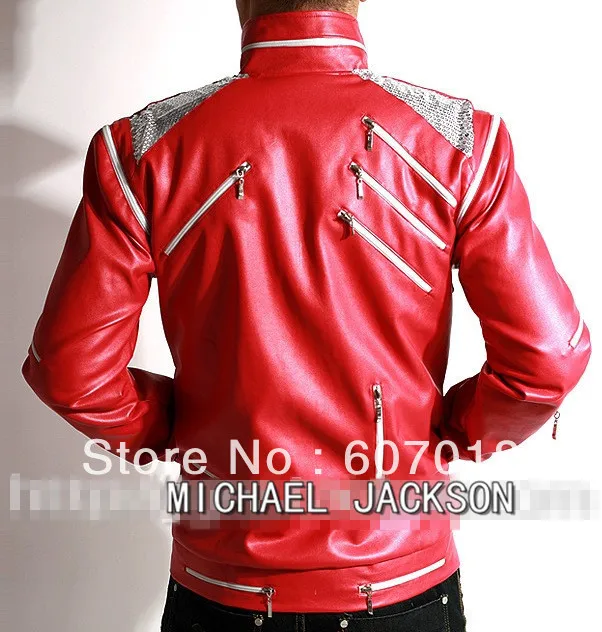 Rare PUNK Rock Motorcycle Classic MJ MICHAEL JACKSON Costume Beat it Red Zipper Jacket Fans Imitator Best Gift | Мужская одежда