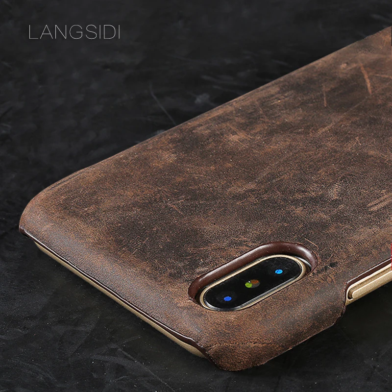 

Luxury For iPhone X case handmade Genuine Cow Leather custom mobile phone cover case