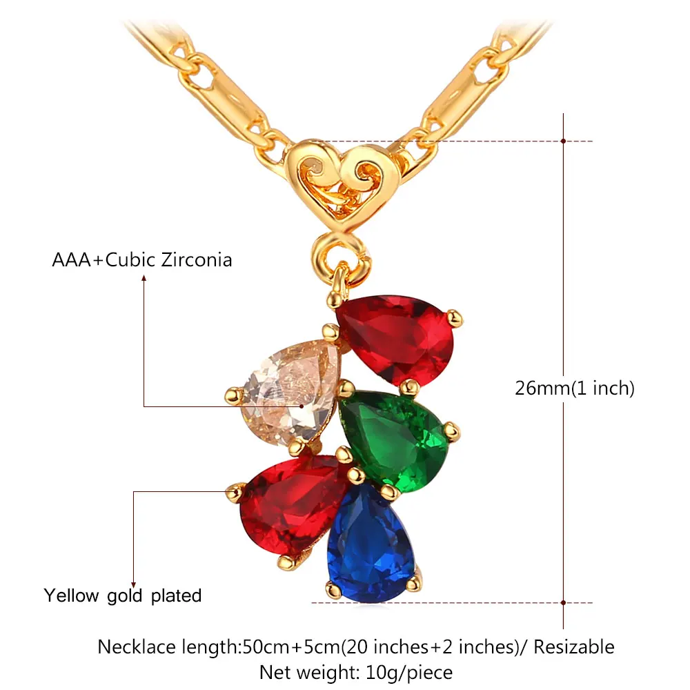 

Kpop Colorful Necklace yellow Gold/Silver Color Cubic Zirconia Trendy Cute Wholesale Luxury For Women Pendant & Necklace P232