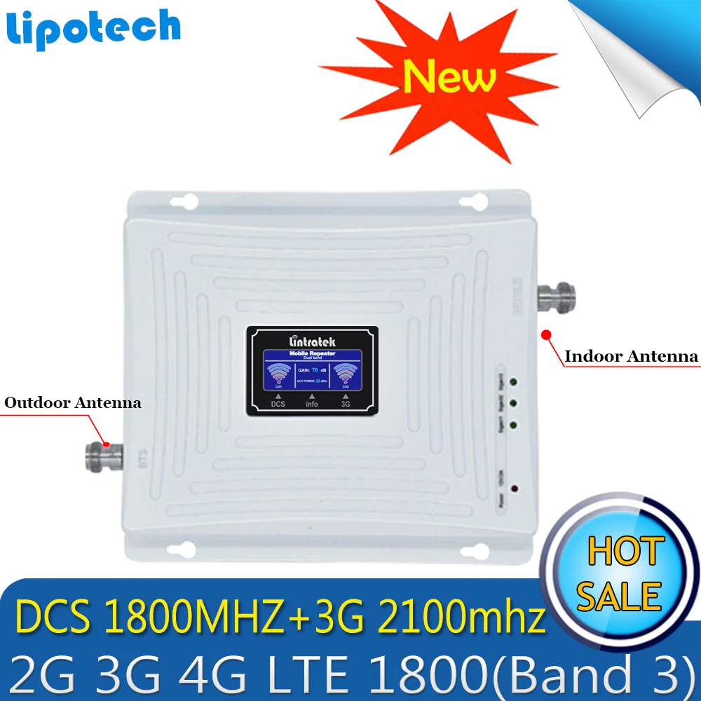 Lintratek комплект двухдиапазонный 2g 3g 4g LTE ретранслятор 1800 2100 МГц GSM DCS WCDMA Мобильный