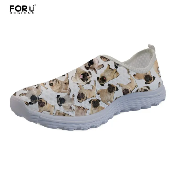 FORUDESIGNS/Цветная Женская сетчатая обувь для дома с принтом кота и собаки; сезон весна-лето; женские дышащие удобные лоферы; обувь на плоской подошве - Цвет: CC3488AA