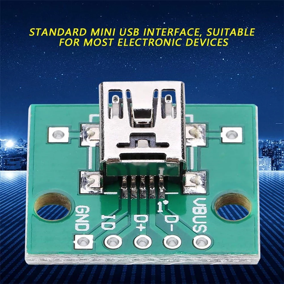 10Pcs Mini Micro USB to DIP 2.54mm Adapter Connector Module Board Panel Female 5-Pin Pinboard PCB Type Parts | Электронные