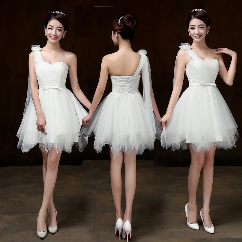 

Girl White Lace Netting Short Party Dress Bride Bridesmaid Robe Photography Birthday Graduation Dance Dresses Sweet Memory