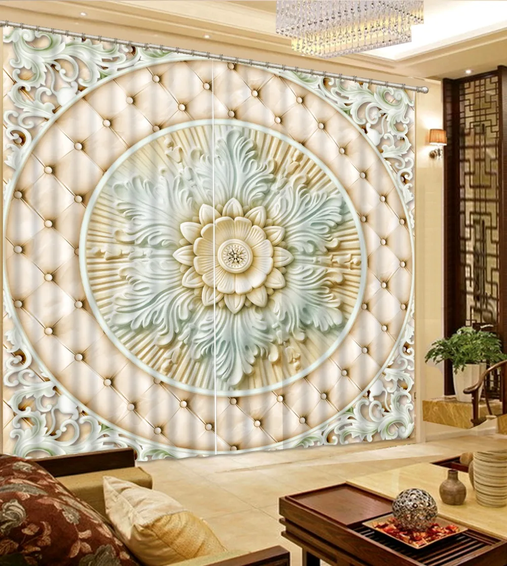 

luxury european curtains Embossed pattern curtains for living room bedroom blackout window modern curtains