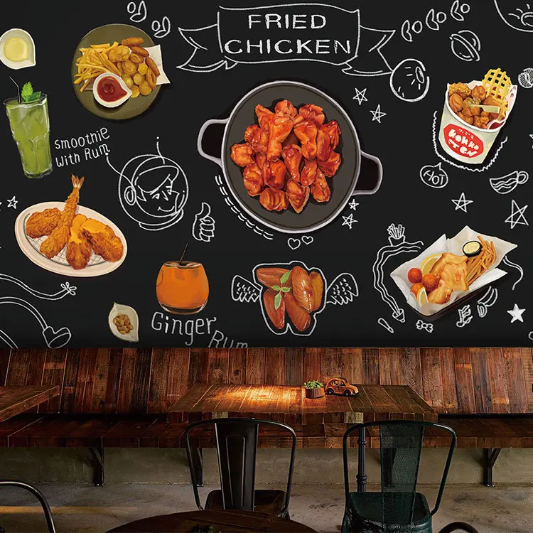 Пользовательские 3d росписи жареная курица кухня горячий горшок барбекю бар Снэк