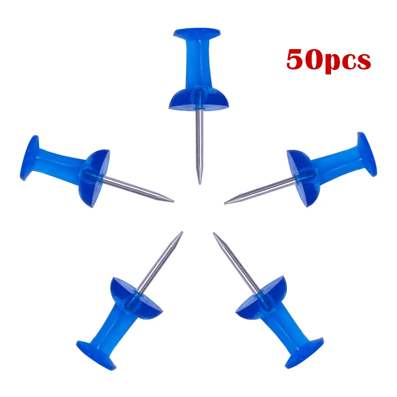 Blue LMDZ 50 шт., прозрачные штифты, штифты для рисования, заметки, пробковые штифты, штифты с большой головкой, штифты с коробкой, цветные офисные штифты - Цвет: Blue