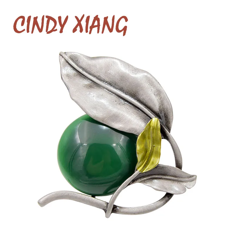 Винтажная женская брошь в виде листа с бусиной CINDY XIANG элегантное украшение из