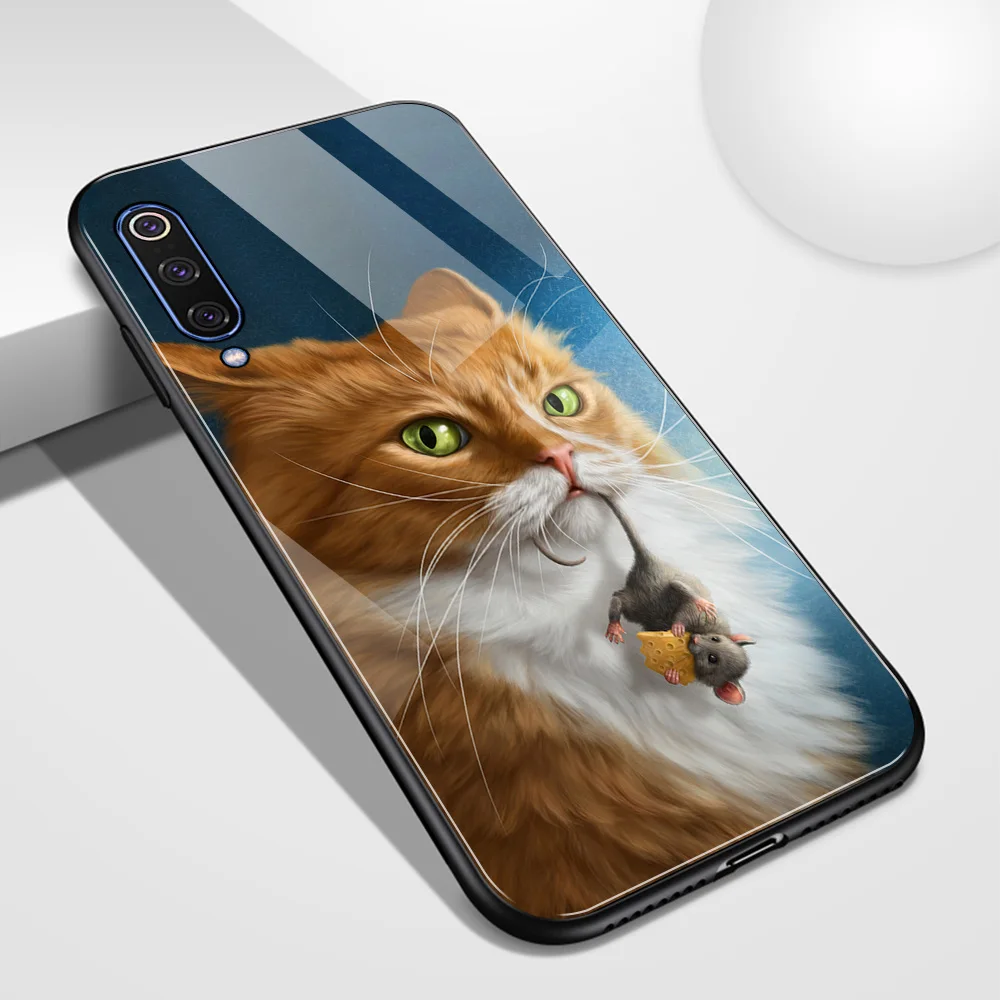 Чехол для Xiaomi 6x стеклянная задняя крышка чехол с милым котом Mi max 3 mi 5 5s 6 Redmi Note 7 Max