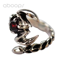 vintage 925 sterling silver scorpion ring with red garnet stone for men womenadjustable size 8 5 10free shipping