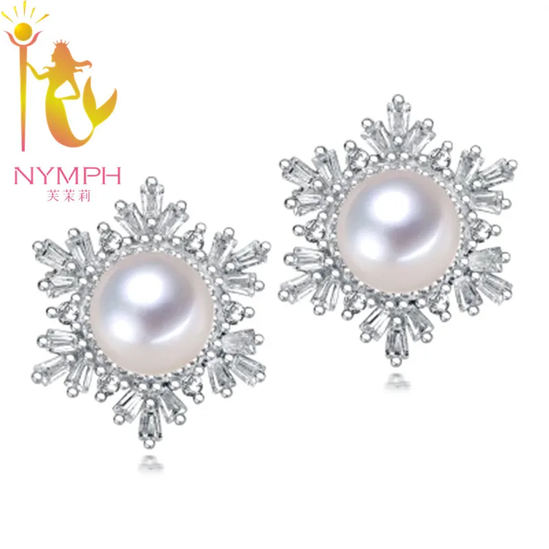 Женские серьги с натуральным жемчугом NYMPH сережки из стерлингового серебра 925
