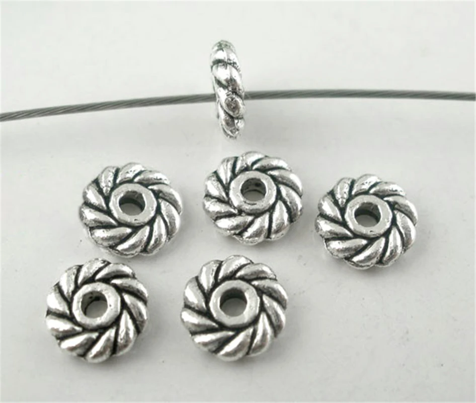 DoreenBeads 200 шт. бусины разделители для маленьких цветов серебристого цвета