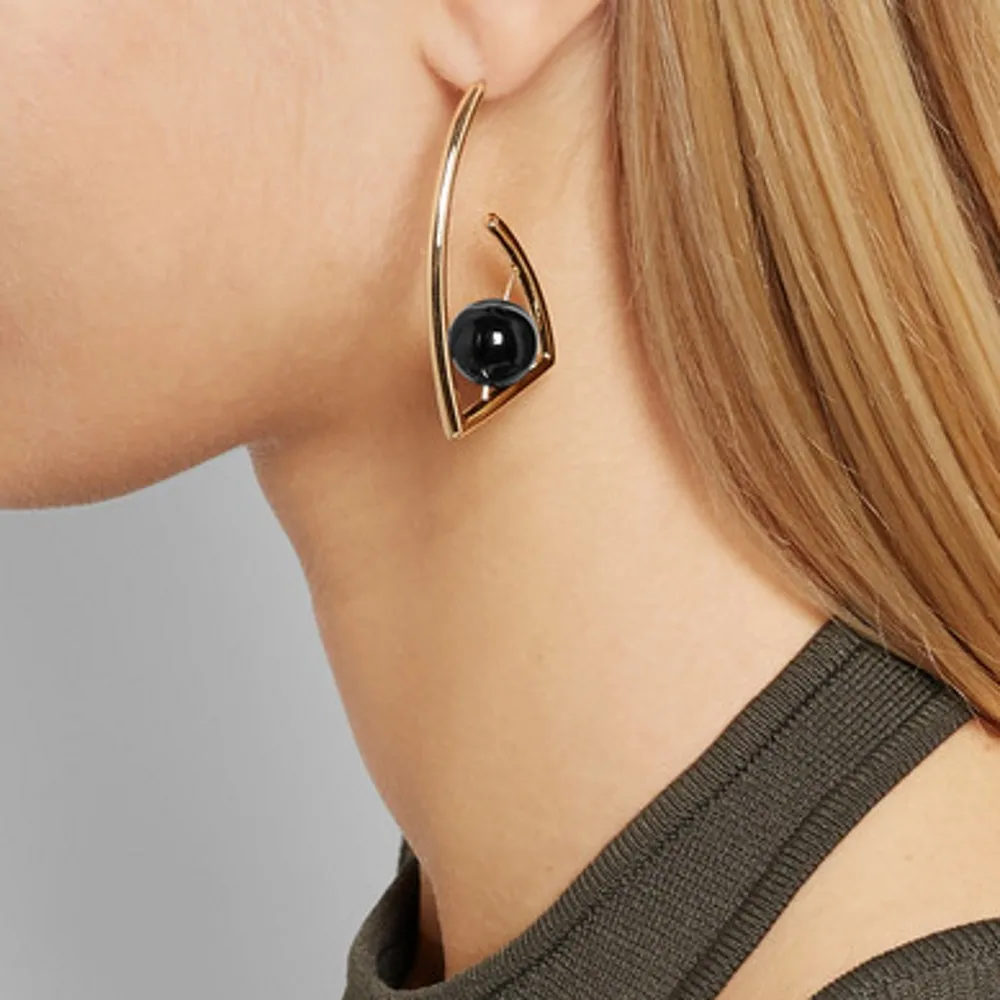 GEREIT Trendy Stud Earrings Personalized Geometric Black Bead For Women Girls Brincos Bijoux Fashion Costume Jewelry Accessories | Украшения