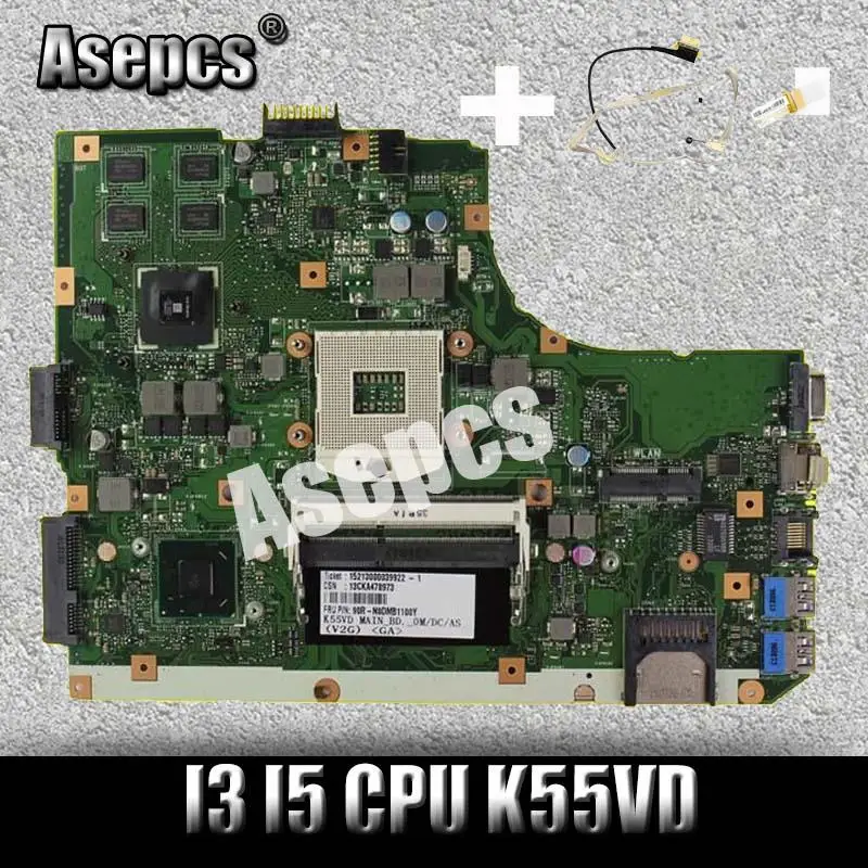 Asepcs кабель + K55VD материнская плата для ноутбука For Asus K55A A55VD F55VD K55V K55 тест