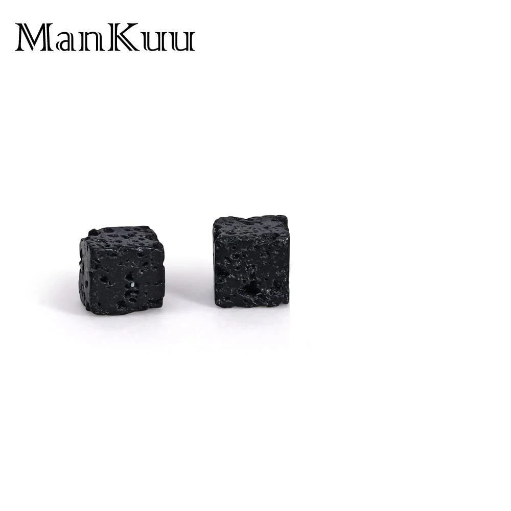 ManKuu 8 мм кубические квадратные черные лавовые бусины натуральные вулканические