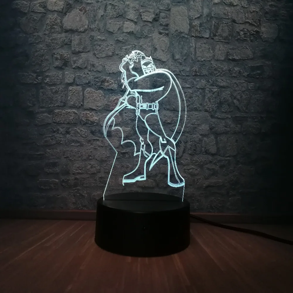 Marvel мультяшный рисунок Бэтмен 3D светодиодный светильник RGB Blub 7 цветов ночной