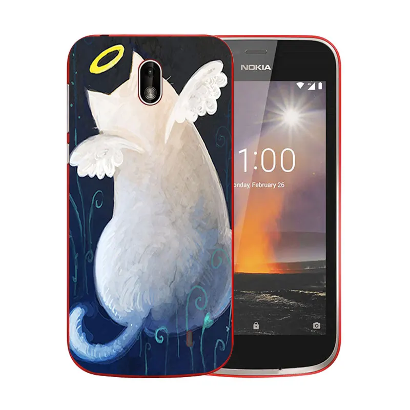 for Nokia 1 2018 Phone Case Luck Cat Pattern Full Protective Ultra Thin TPU Shells 4.5&quot DIY Picture Cover |