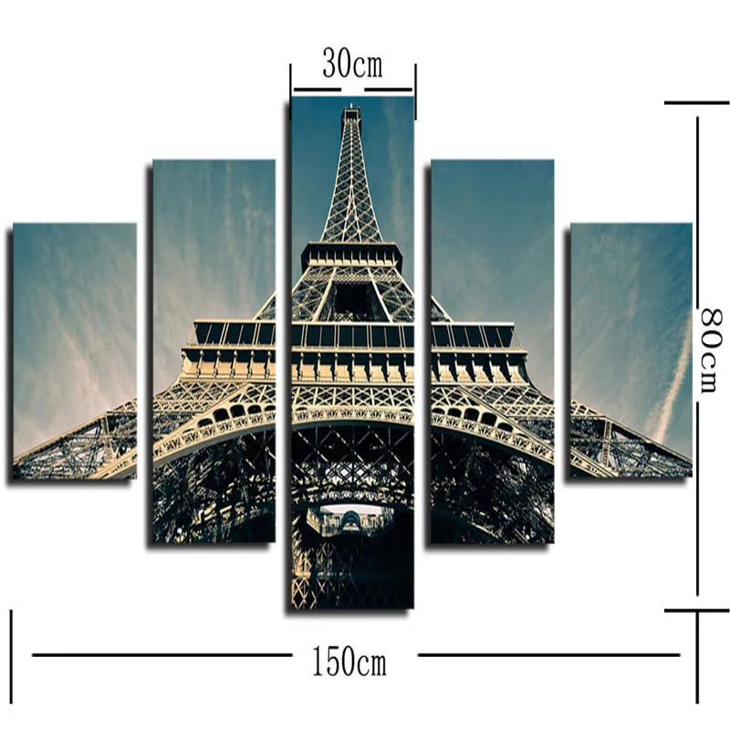 

Top-Rated Large HD canvas painting of looking Eiffel Tower modern city paris landscape combined oil painting free shipping