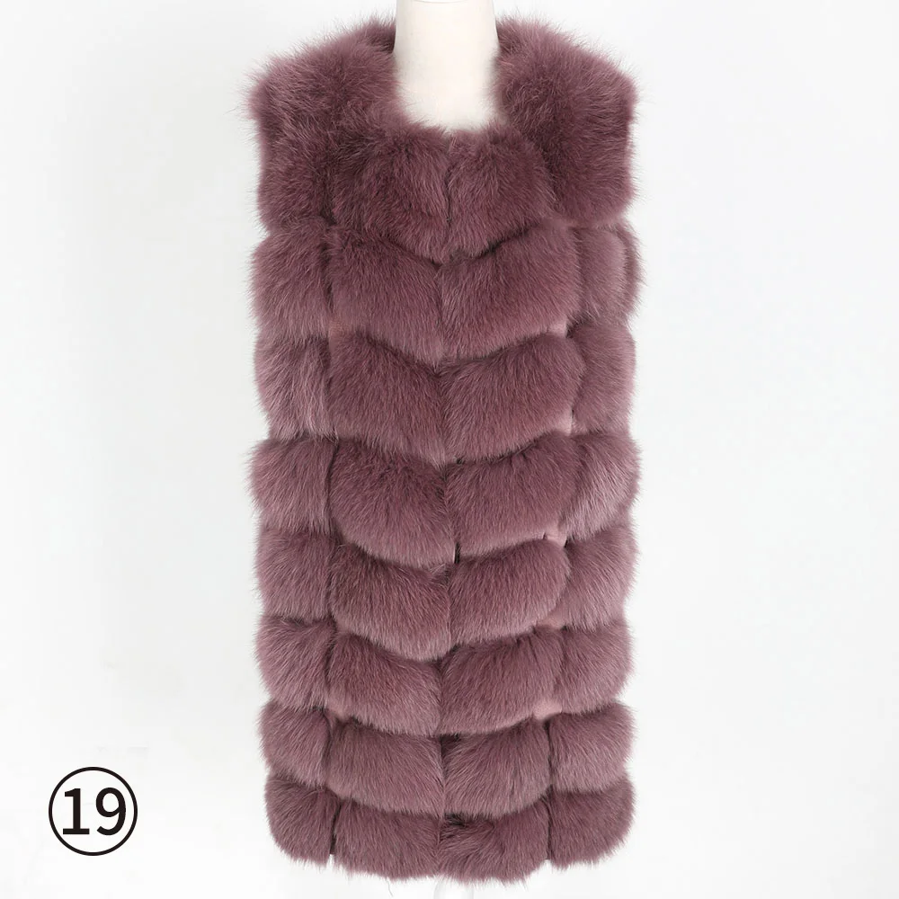 long 88cm-19 Maomaokong, жилет из лисьего меха для женщин, натуральное цельное пальто из лисьего меха 90 см, Длинная зимняя меховая куртка, жилет размера плюс 4XL - Цвет: long 88cm-19