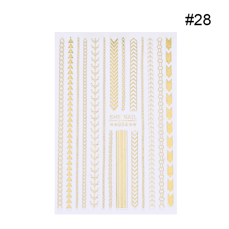 Pattern 28 Геометрическое изображение сердца 3D переводные наклейки для ногтей цветок цветочный бант наклейки самоклеющиеся Советы DIY Дизайн ногтей украшения - Цвет: Pattern 28