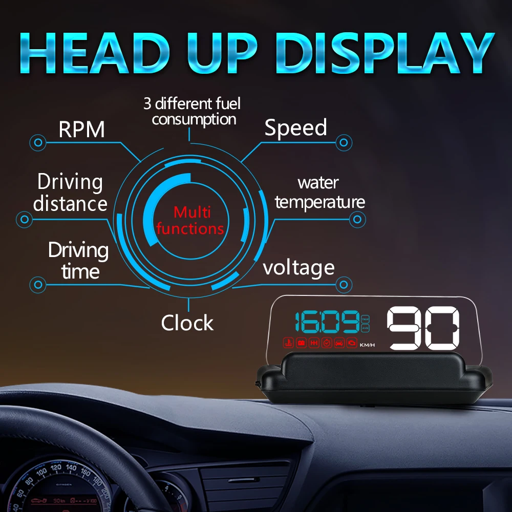 

XUNMA Brand Car HUD Head Up Display OBD2 II EUOBD Overspeed Warning System Projector Windshield Auto Electronic Voltage Alarm