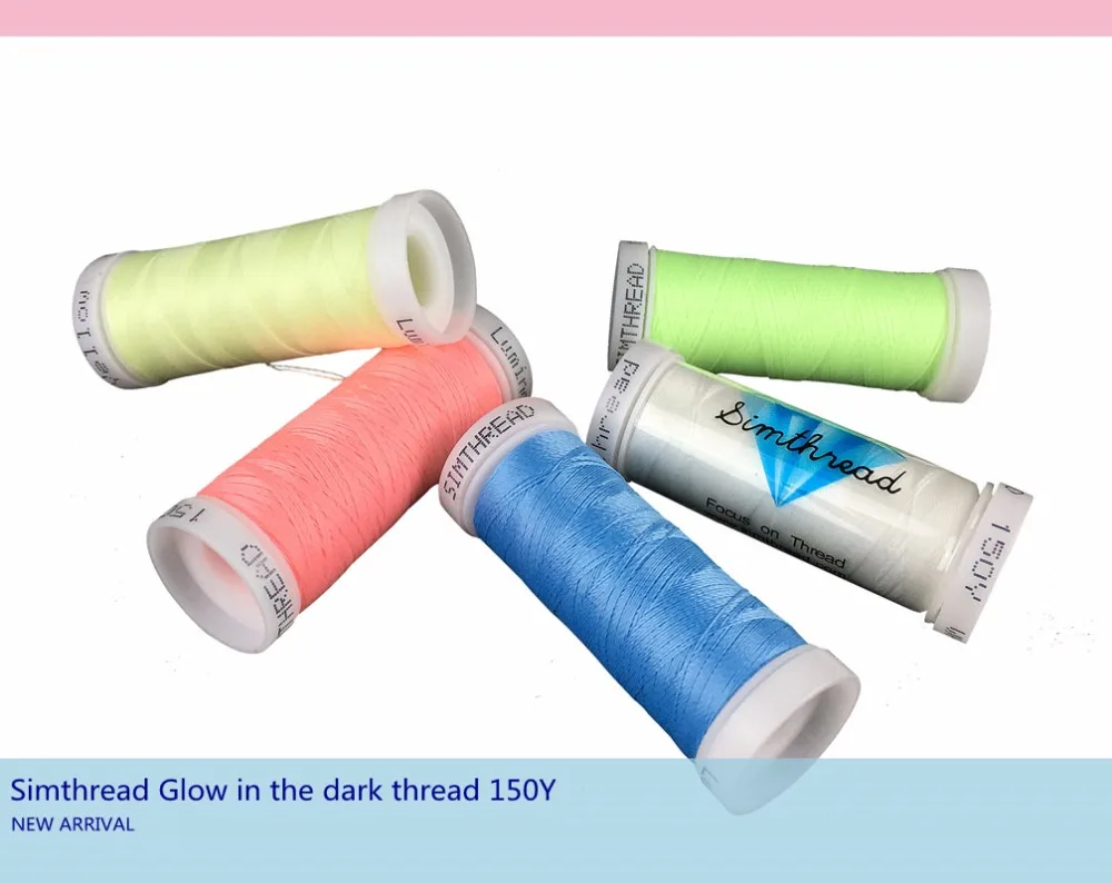 Новое поступление Simthread светится в темноте нить для вышивки 150Y x 5 разных цветов