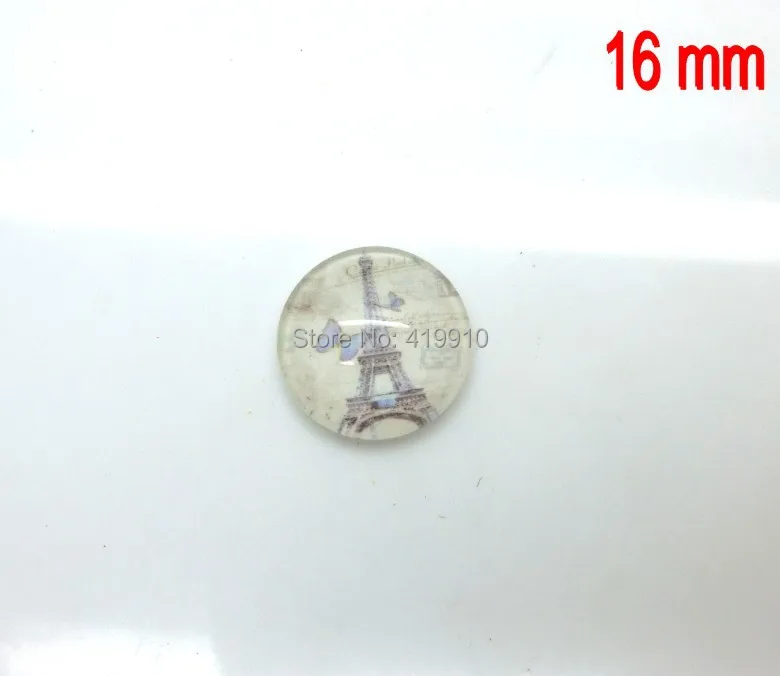 Бесплатная Shipping-30pcs синий рисунок Эйфелевой башни круглый стеклянный кабошон