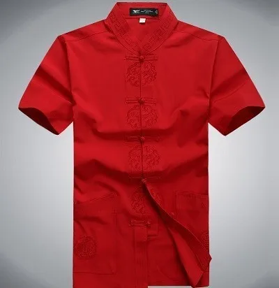 chinese shirt men Sheng Коко китайская рубашка Для мужчин Дракон узор короткий рукав мужской традиционный китайская рубашка белый Tangzhuang ушу Костюмы человек 3XL - Цвет: chinese shirt men