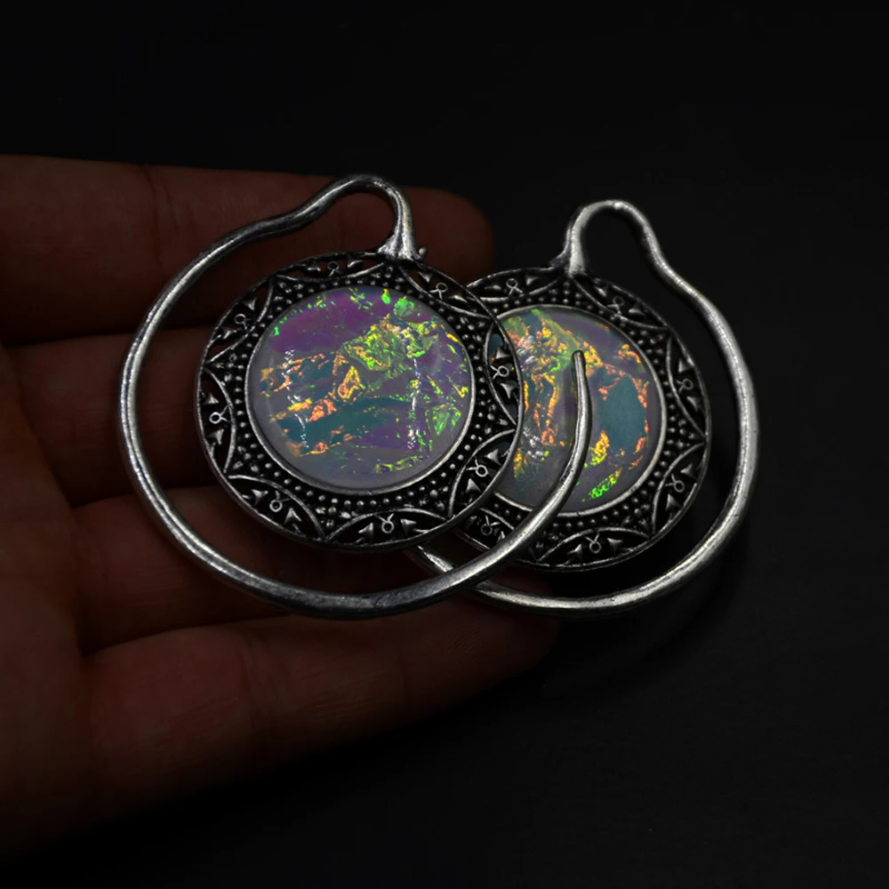 Горячая Распродажа, женские латунные кольца Puj Ju Solstice с сиетическим опалом, ушные утяжелители, пирсинг, ювелирные изделия для тела
