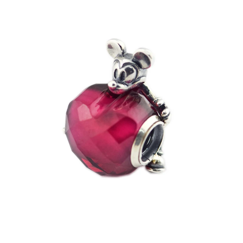 Подходит для Pandora Браслеты амулеты мышь сердце любовь бусы серебро 925 пробы