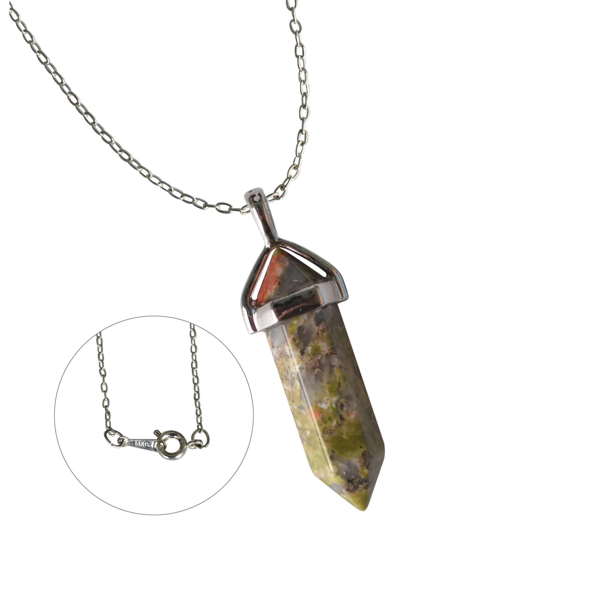 Винтажное ожерелье с кулоном из кварца и кристаллов для женщин howlite, ожерелье из лазурита с тигровым глазом, модное ювелирное изделие, бижутерия - Окраска металла: Unakite