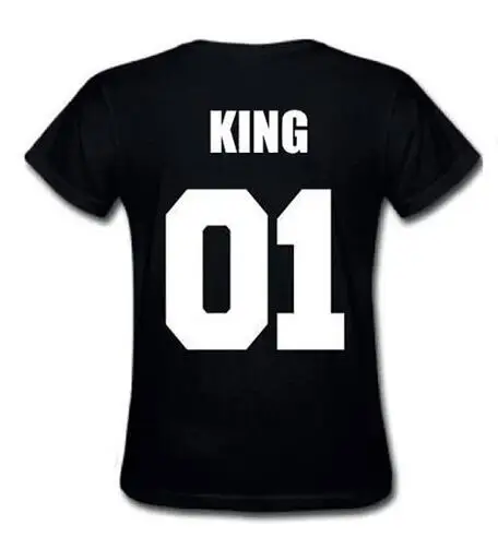 king black Одинаковая футболка из хлопка, футболка с надписью «King 07», «queen 07», «Prince», «Prin» для новорожденных, футболка с короткими рукавами и круглым вырезом для отдыха - Цвет: king black
