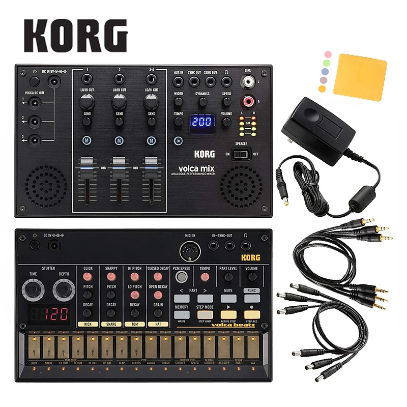 Аналоговый барабанный станок Korg Volca Beats набор с Mix и полировальной тканью [Volca +