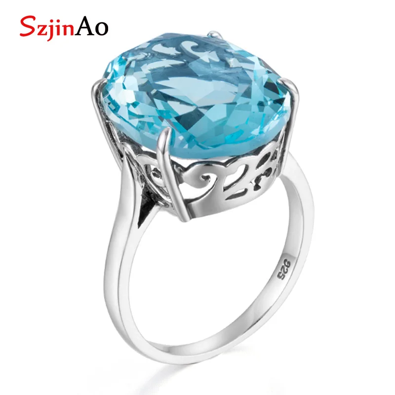 Szjinao Горячие овальные бирюзовые кольца 10ct драгоценный камень для родившихся в