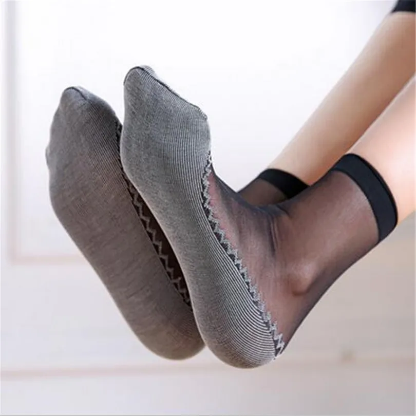 VIIANLES Women Silk Cotton Socks Bottom Soft Non Slip Sole Massage Summer Wicking Slip-resistant Spring Girls Sock Black Skin | Женская