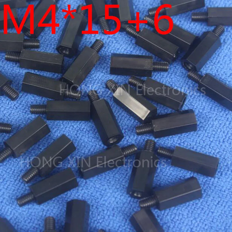 M4 * 15 + 6 черный 1 шт. нейлоновая прокладка стандартная пластиковая Мужская-Женская