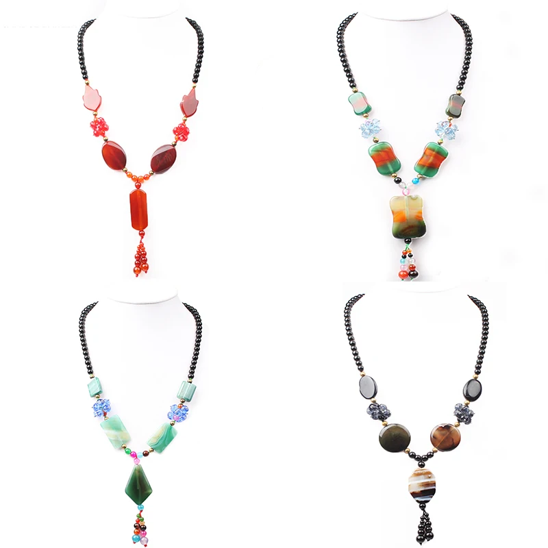 Женское Ожерелье в стиле бохо длинное ожерелье из натурального камня 50 см |