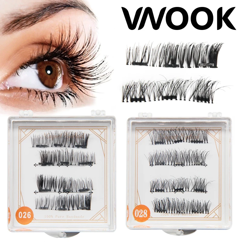 3 Magnet 3D Magnetic Eyelashes Lashes Thicker Reusable False Handmade No Glue Eye Makeup Kit lashes lift | Красота и здоровье