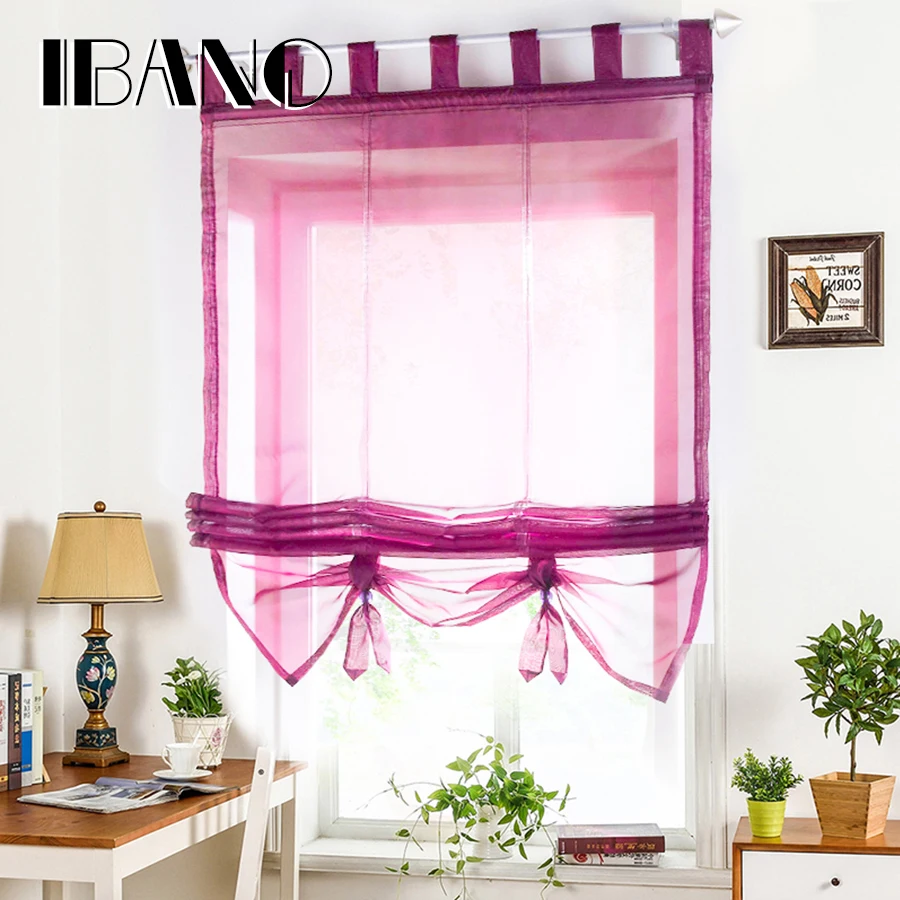 

Roman Curtains 1 PCS/Lot Tulle Curtains Sheer Window Curtain For Kitchen Living Room Voile Screening Panel With Plastic Tubes