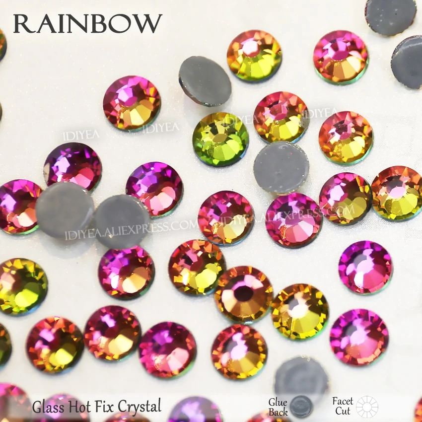 RainBow Высокое качество Горячая фиксация Стразы SS6 SS10 SS16 SS20 SS30 Стразы плоская задняя часть исправление камней Кристаллы Блестки для DIY одежды платье - Цвет: RainBow