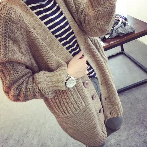 Новинка 2020 женский длинный кардиган в Корейском стиле свитер вязаное крючком