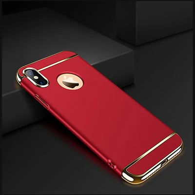 Red Роскошный Золотой Жесткий Чехол для iPhone 11 Pro 5 5S SE X задняя крышка Xs Max XR Съемный 3 в 1 Fundas чехол для iPhone 8 7 6 6s Plus сумка - Цвет: Red