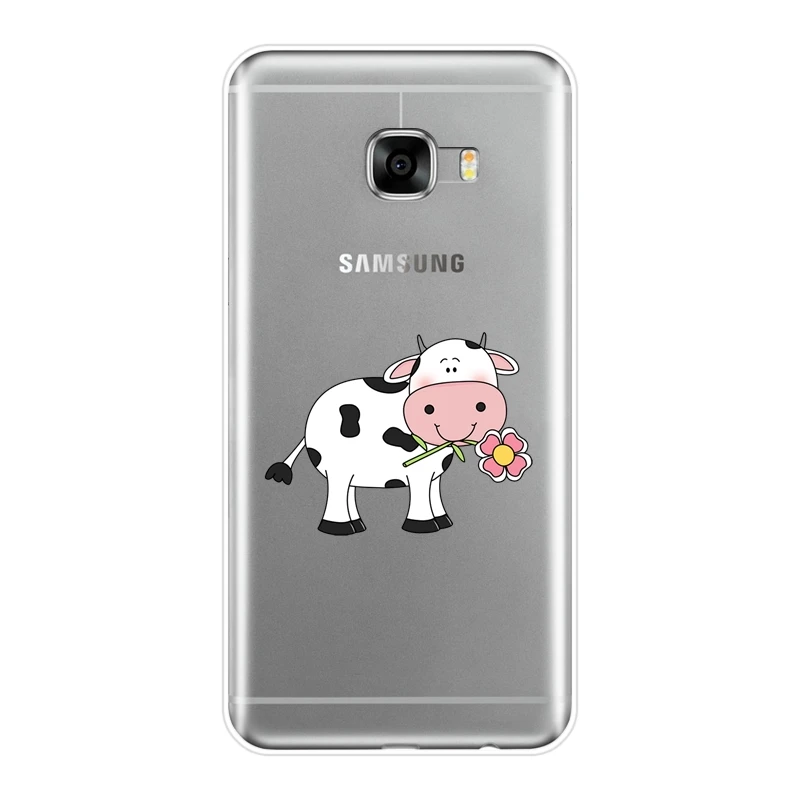 TPU Silicone Phone Case For Samsung Galaxy C5 C7 C9 Pro Cow Sheep Animal Goat Kawaii Cute Soft Back Cover C8 | Мобильные телефоны и