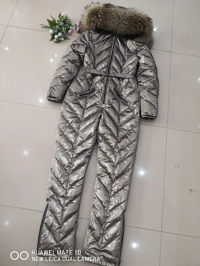 Зимний комбинезон 2019 года с толстым утеплителем для женщин, водонепроницаемый, с капюшоном, модный пальто.