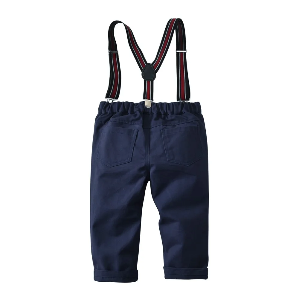 2Pieces Kids Boys Clothes Sets 2019 Spring Plaid Stripe Shirts+Suspender Jeans Pant Bow Tie Children Boy Outfits | Детская одежда и