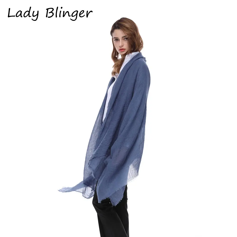 Lady Blinger super soft cotton linen square wraps large big summer air condition shawl and blue scarf beach blanket | Аксессуары для