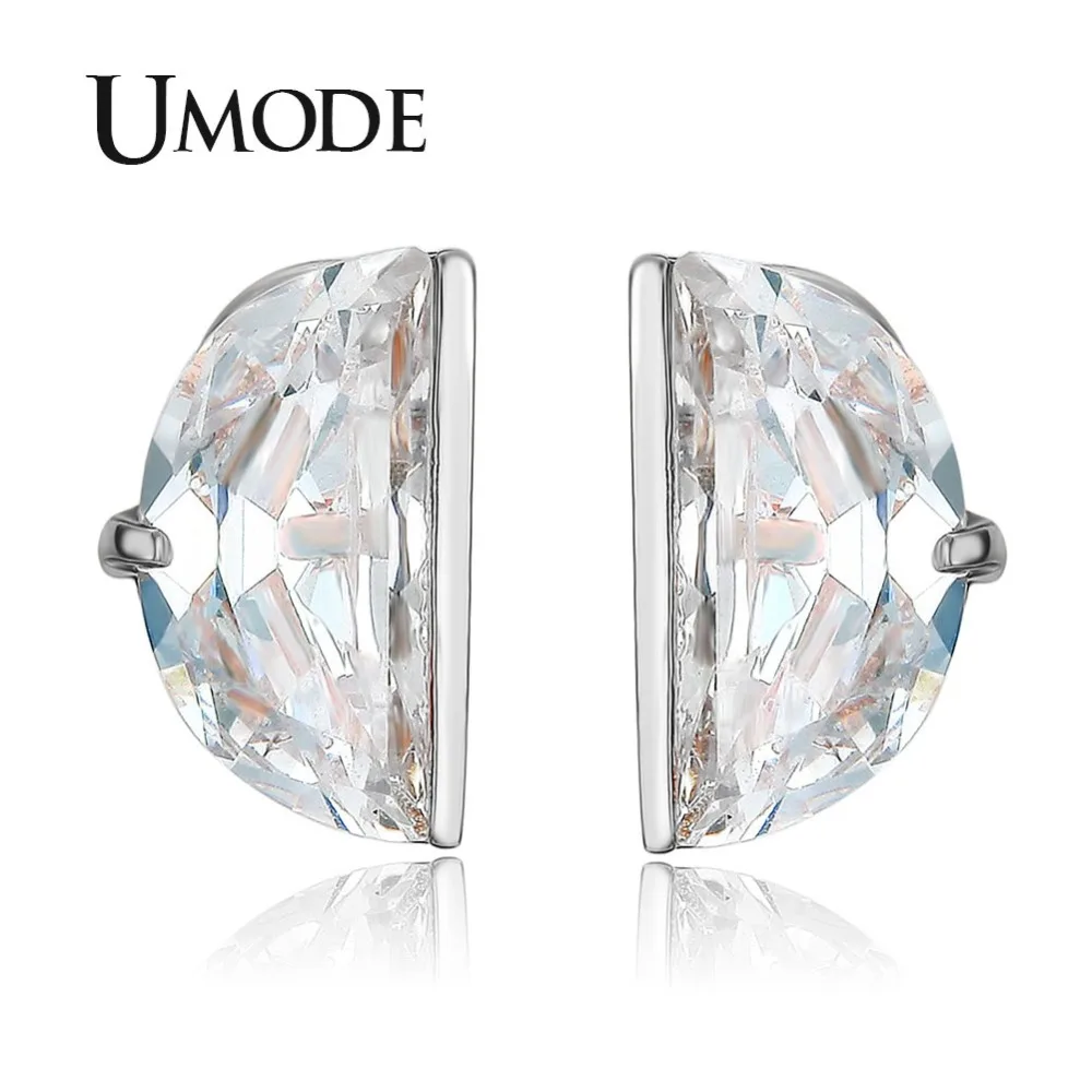 Женские полукруглые серьги гвоздики с фианитами 10 мм|earrings jewelry|colorful stud earingsstud earrings