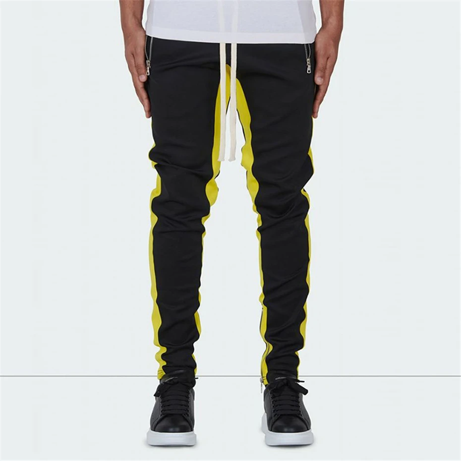 Stripe Joggers Штаны Для мужчин осень Повседневное спортивные штаны мужские туфли до лодыжки на молнии Узкие брюки одежда в стиле хип-хоп WG314