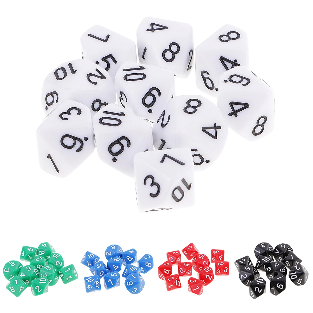 

10pcs 10 Sided Dice D10 Polyhedral Dice for D&D Games 16mm DND RPG MTG Dice Family Party Kids Game House Dice