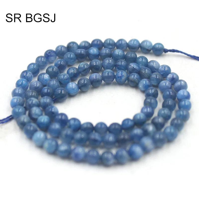 

Free Shipping Round Natural Gems Stone Blue Kyanite Loose DIY Beads 4mm 15inch